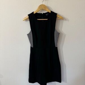 Madewell Size 4 Black Dress White Stripe Panels Fit & Flare Cotton Blend